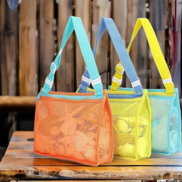 Beach Toy Mesh Beach Bag Kids Shell Collecting‎ Bag Beach Sand Toy Seashell Bag - Picture 1 of 6